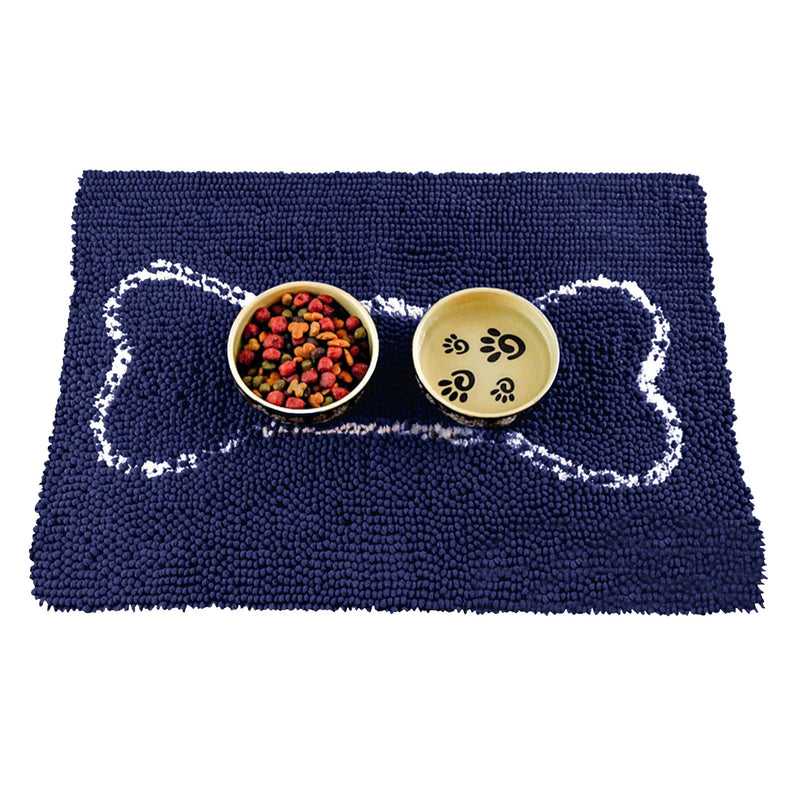 Soggy Doggy Slopmat: Navy Blue with Oatmeal Bone