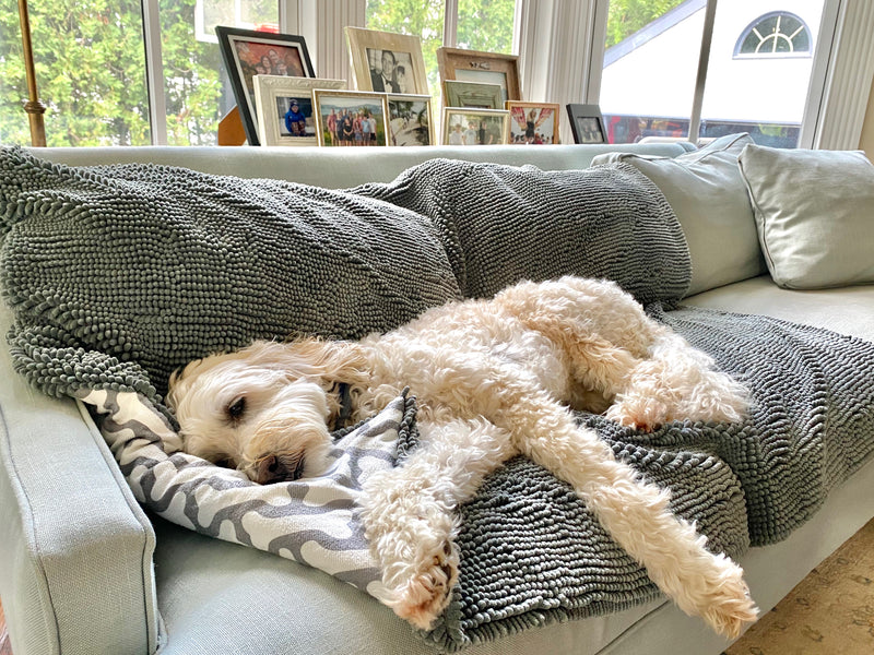 Soggy Doggy: Sofa Snuggler Dog Throw Blanket - Large - Beige