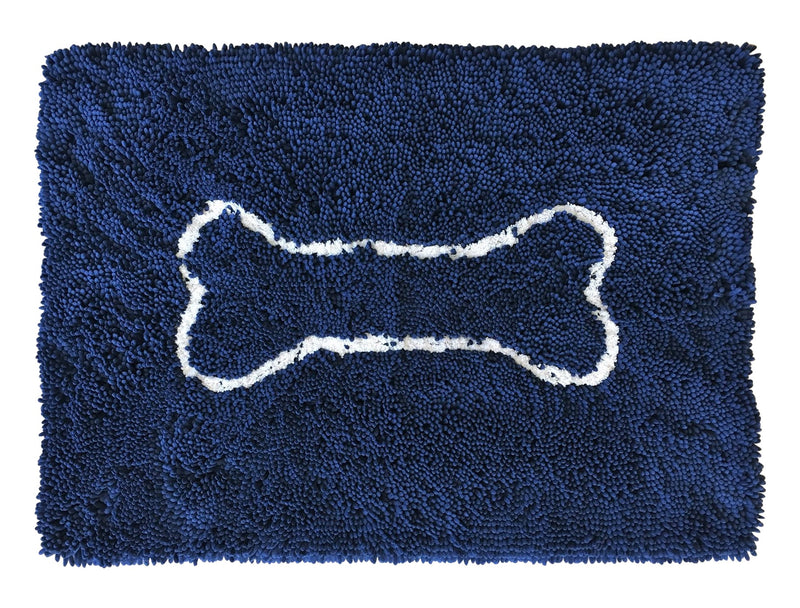 Soggy Doggy Slopmat: Navy Blue with Oatmeal Bone